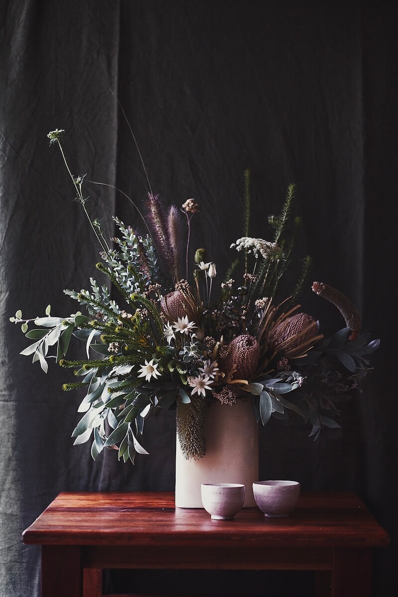 A large banksia flower arrangement